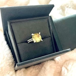 David Yurman Chatelaine Ring w/Lemon Citrine 11mm Gemstone with Pavé Diamonds.